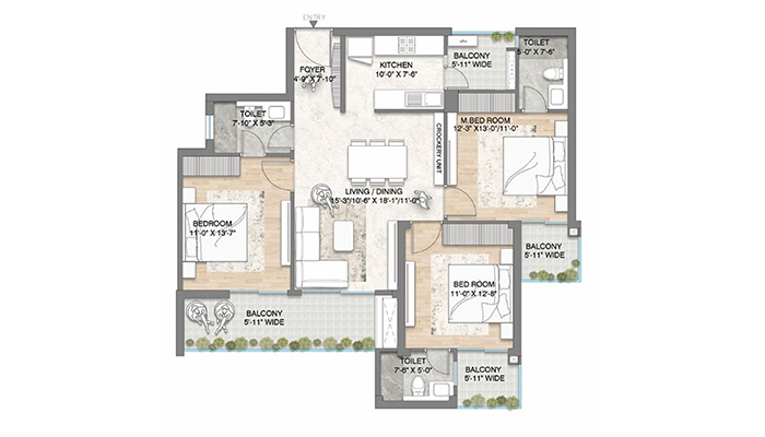 M3M Crown FLoor Plan